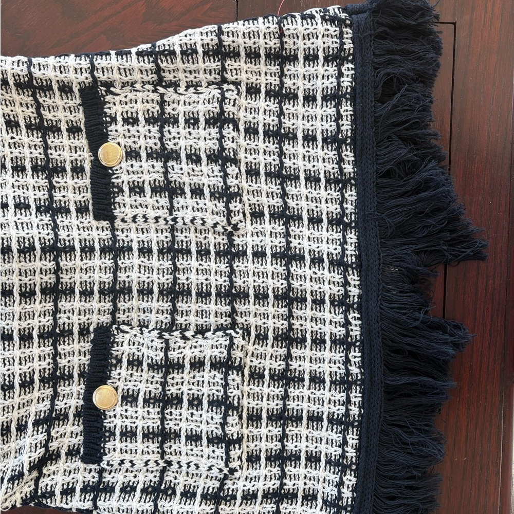ASOS Black and White Fringe Tweed Mini Skirt